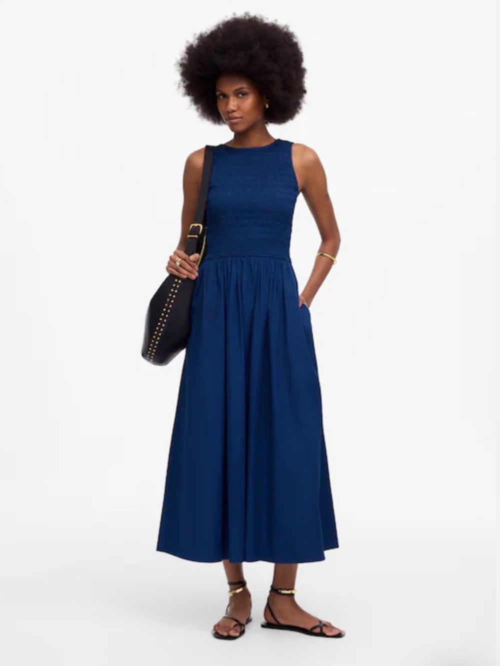 Madewell The Melody Scoopback Smocked Midi Dress
